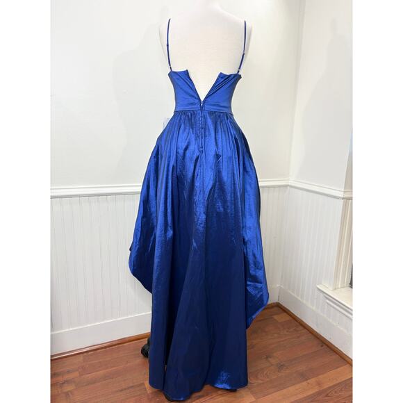 B Darlin Size 5/6 Dress Cocktail Hoco Prom Vintage Hi-Low Princess Taffeta Blue - Picture 8 of 16